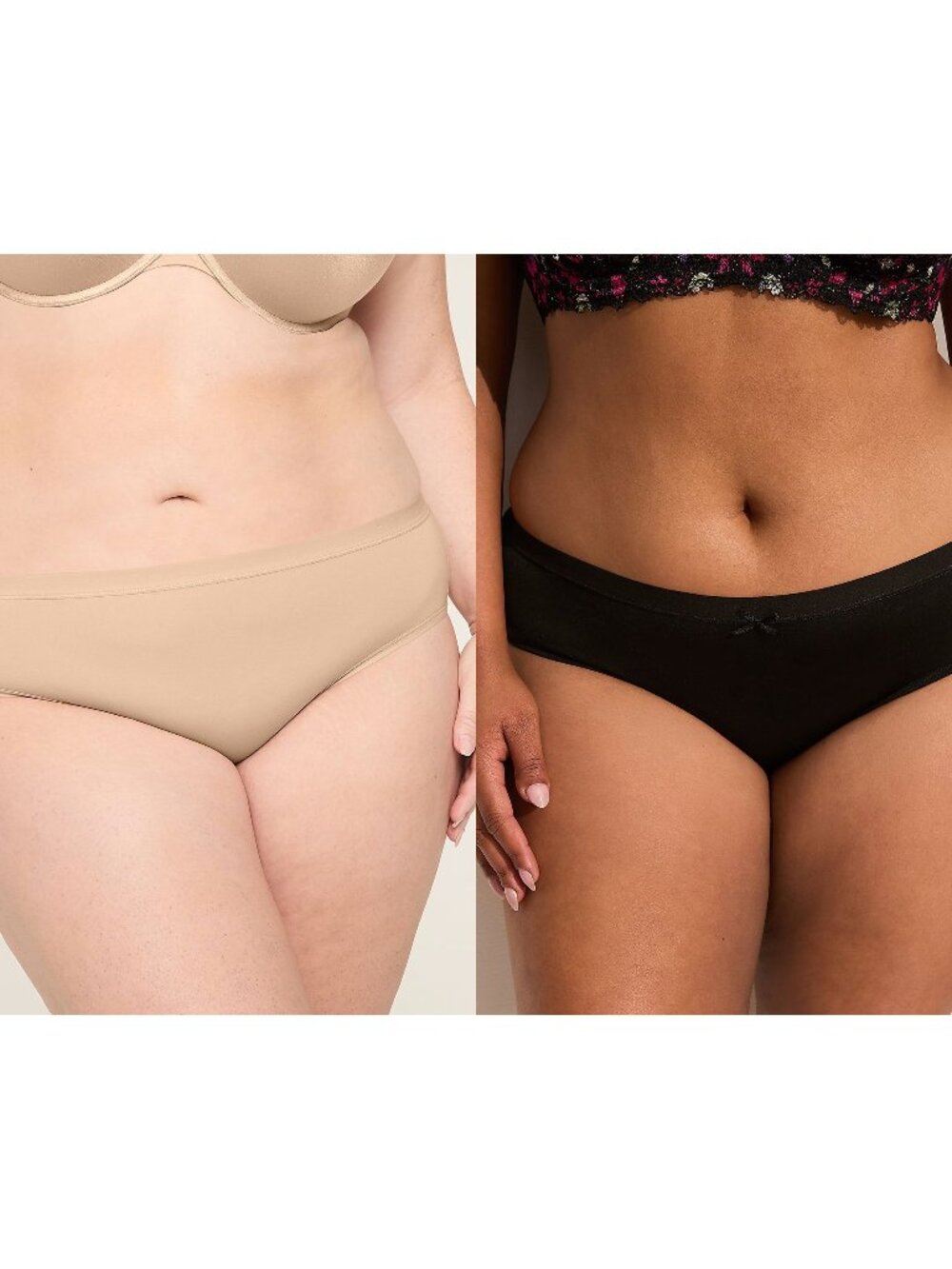 NEW Lane Bryant Cacique 2 Pair No Show Hipster Panties Beige Black Plus 22/24